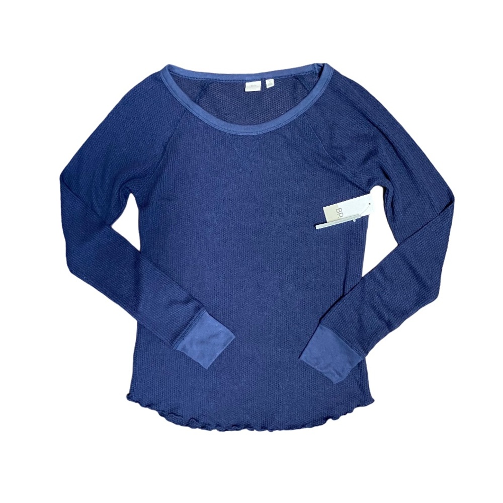 BP. PJ Navy Blue thin thermal ruffle trim top